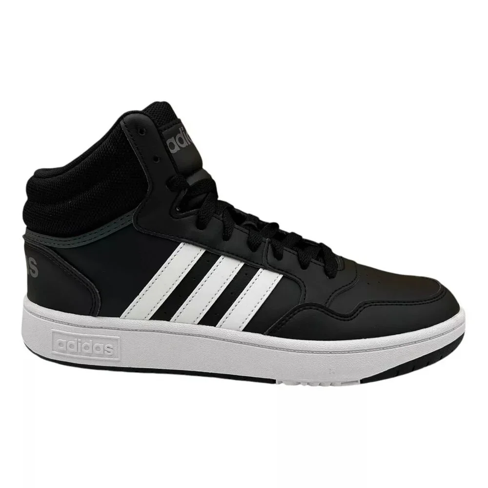 Adidas Hoops 3.0 Mid Top Youth Boys/Girls Basketball Sneaker Size 4‎ Black/White